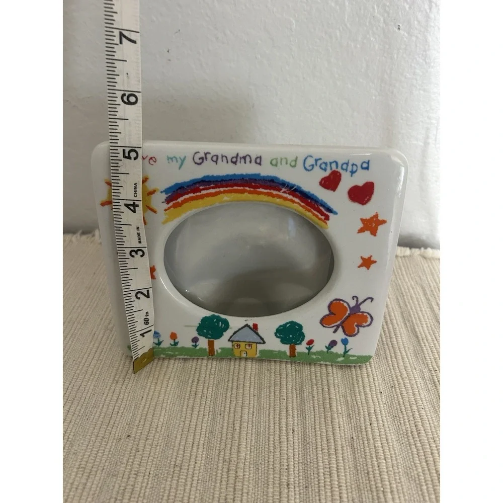 Vintage I Love My Grandma and Grandpa Ceramic Picture Frame 6